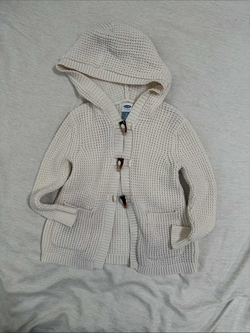 Old Navy Cream Hooded Toggle Cardigan